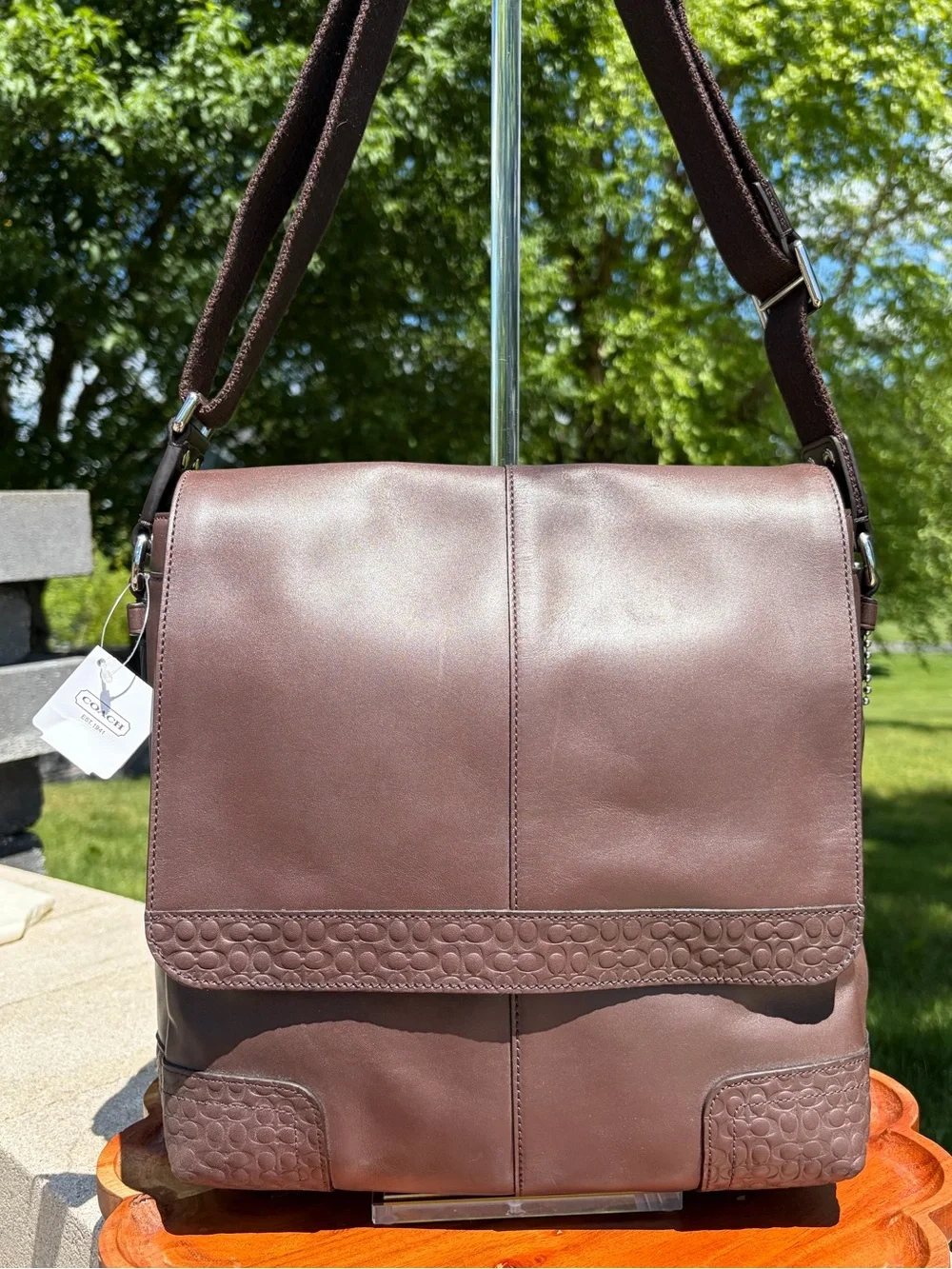 Coach Gramercy Mahogany Brown Leather Map Messenger Bag, Style F74386